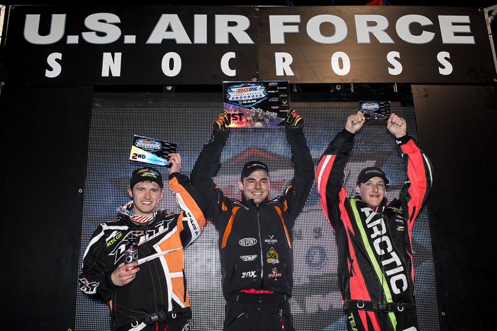 Saturday Fargo Pro Open podium L to R Logan Christian (2nd), Ross Martin (1st), Cody Thomsen (3rd)